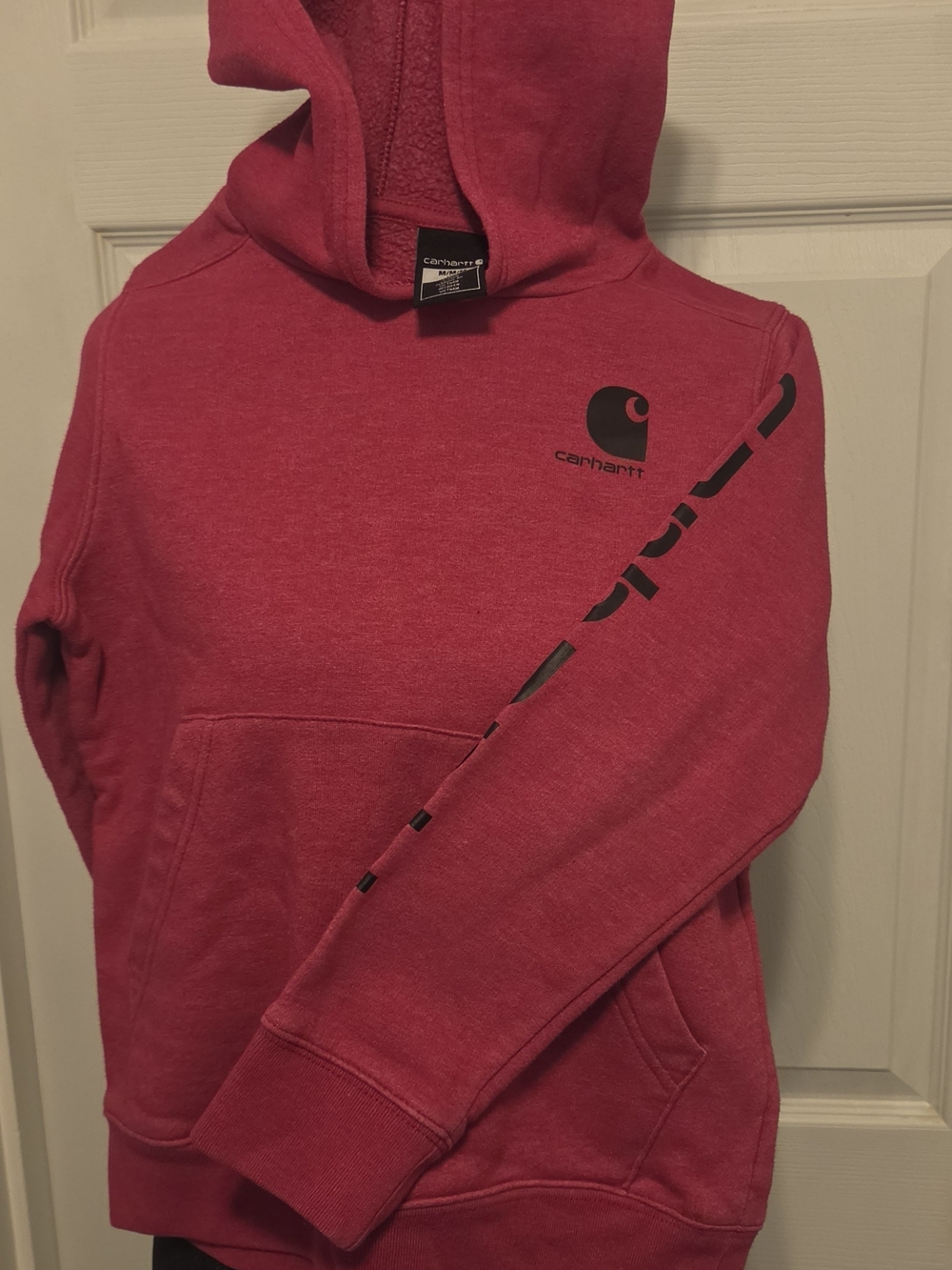 Carhartt Youth Red Hooded Sweatshirt with Sleeve Logo